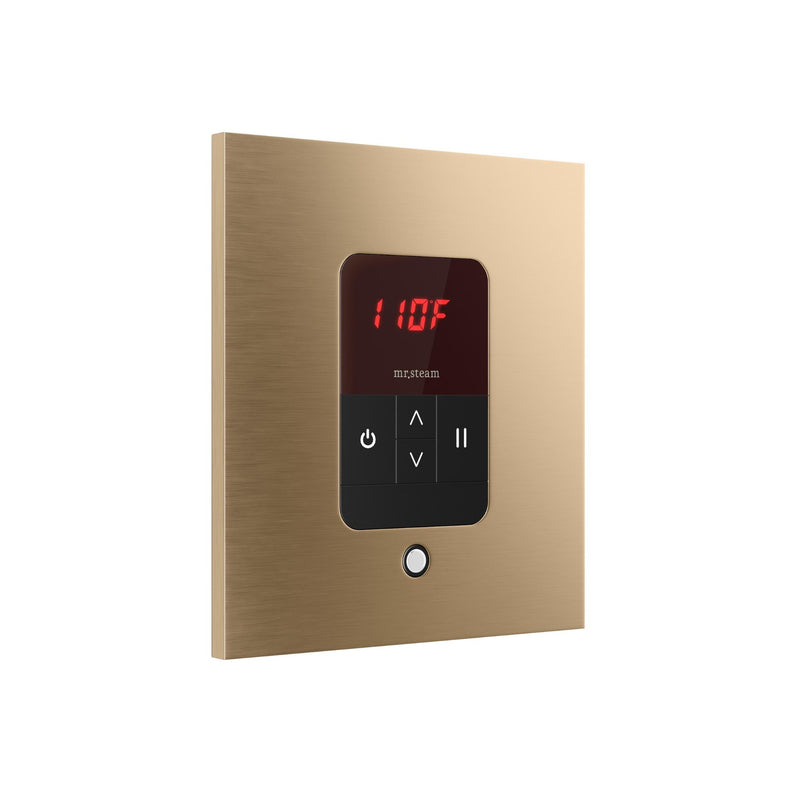 iTempo Steam Shower Control and Aroma Designer SteamHead in Square Brushed Bronze Angled View