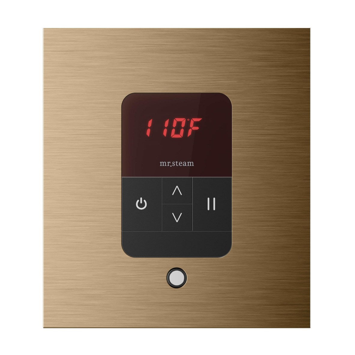 iTempo Steam Shower Control and Aroma Designer SteamHead in Square Brushed Bronze Front View