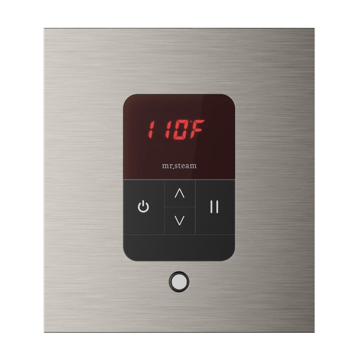 iTempo Steam Shower Control and Aroma Designer SteamHead in Square Brushed Nickel Front View