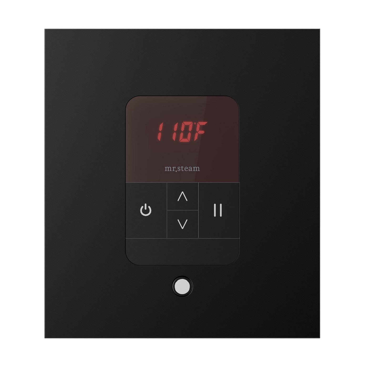 iTempo Steam Shower Control and Aroma Designer SteamHead in Square Matte Black Front View