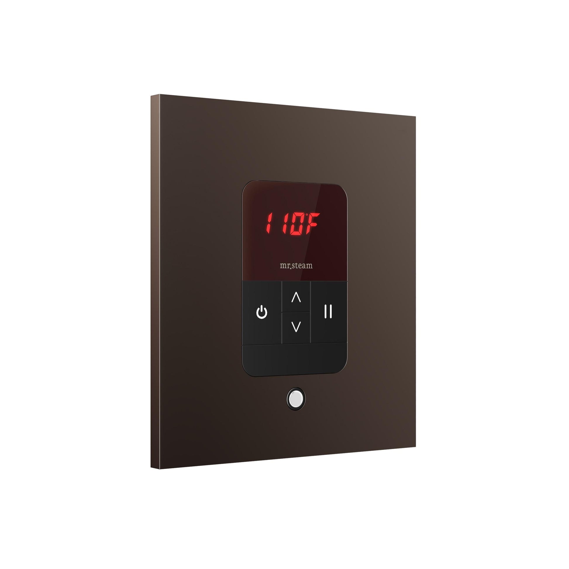 iTempo Steam Shower Control and Aroma Designer SteamHead in Square Oil Rubbed Bronze Angled View