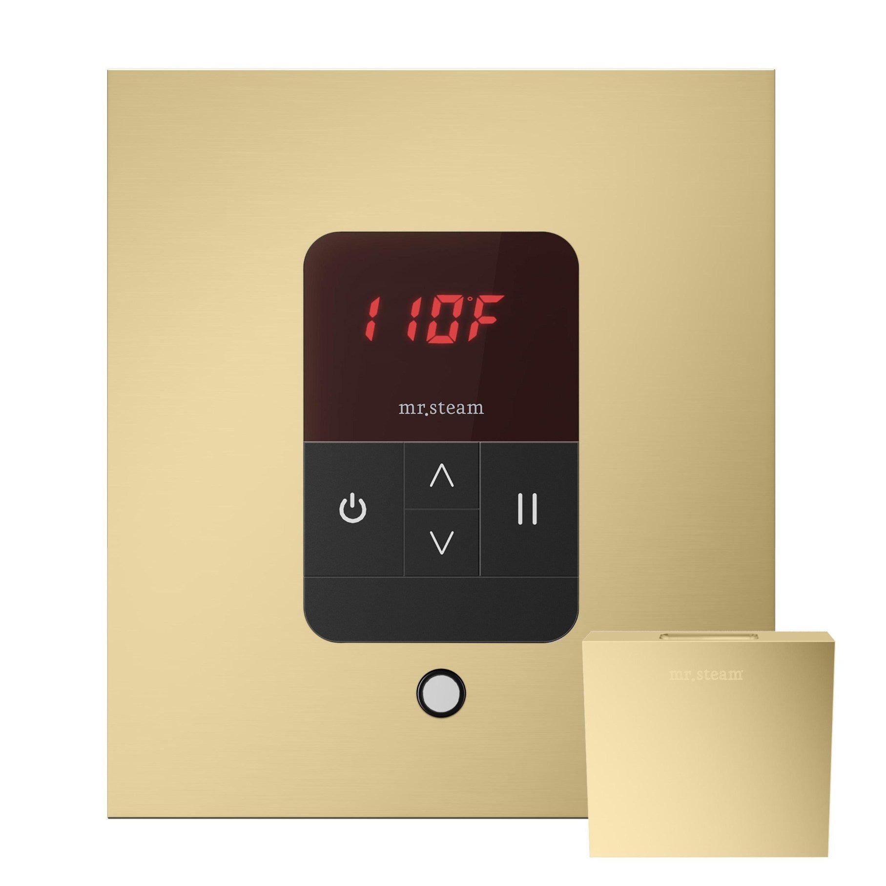 iTempo Steam Shower Control and Aroma Designer SteamHead in Square Satin Brass Main View