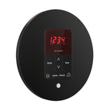 iTempoPlus Steam Shower Control and Aroma Designer SteamHead in Round Matte Black Angled View