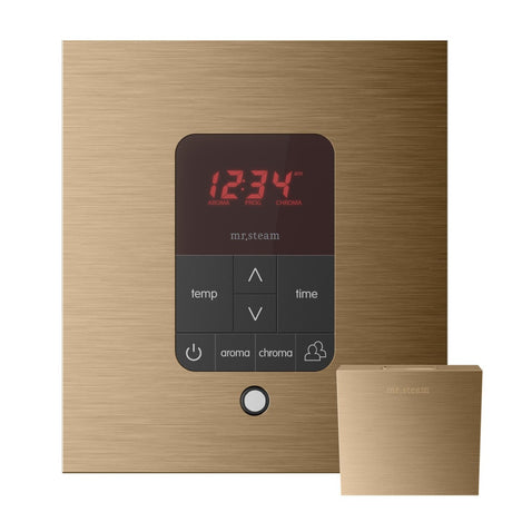 iTempoPlus Steam Shower Control and Aroma Designer SteamHead in Square Brushed Bronze Main View