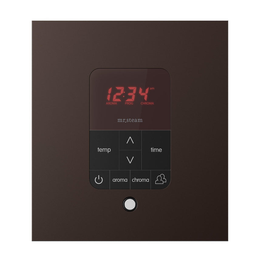 iTempoPlus Steam Shower Control and Aroma Designer SteamHead in Square Oil Rubbed Bronze Front View