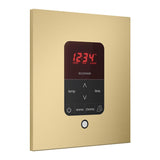 iTempoPlus Steam Shower Control and Aroma Designer SteamHead in Square Satin Brass Angled View