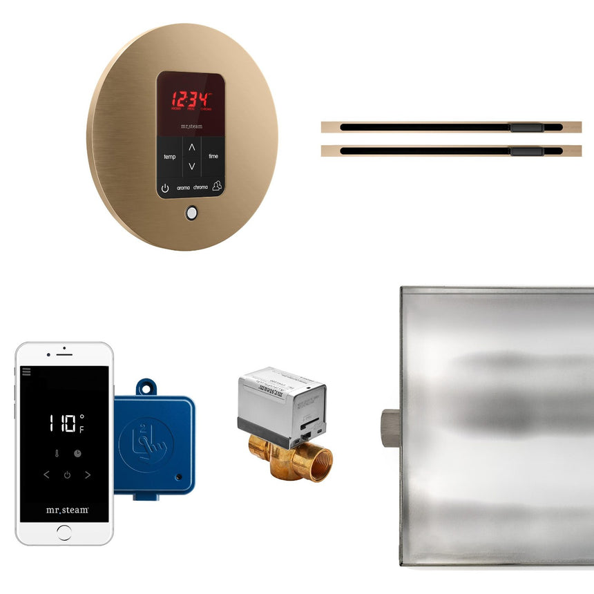 Butler Max Linear Steam Shower Steam Control Package with iTempoPlus Control and Linear SteamHead in Round Brushed Bronze Main View