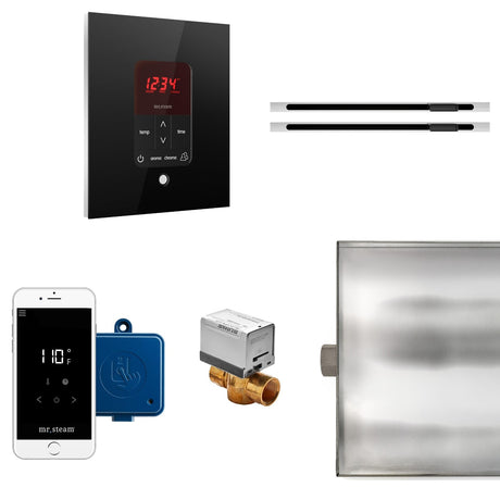 Butler Max Linear Steam Shower Steam Control Package with iTempoPlus Control and Linear SteamHead in Square Glass Black Main View