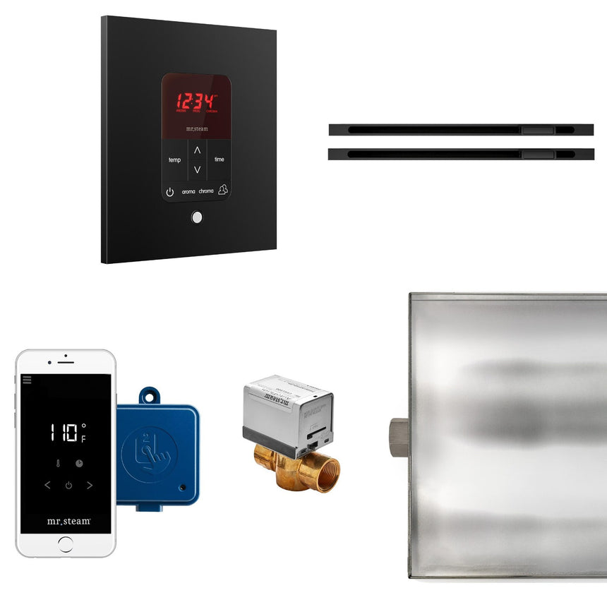 Butler Max Linear Steam Shower Steam Control Package with iTempoPlus Control and Linear SteamHead in Square Matte Black Main View