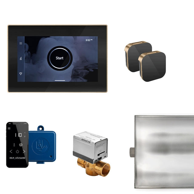 XButler Max Steam Shower Steam Control Package with iSteamX Control and Aroma Glass SteamHead in Black Brushed Bronze Main View