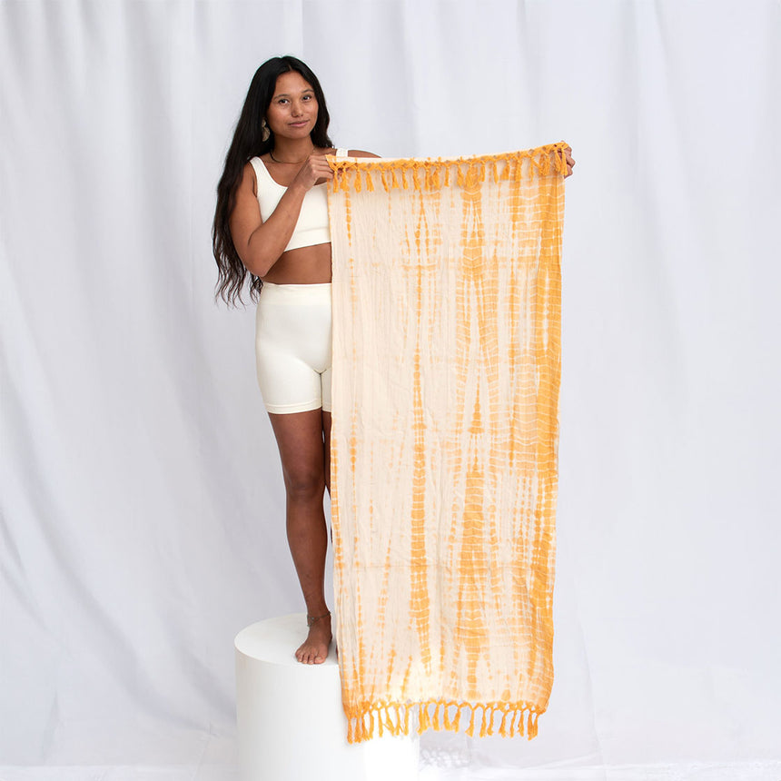 oko living Sunstone Shibori yoga towel