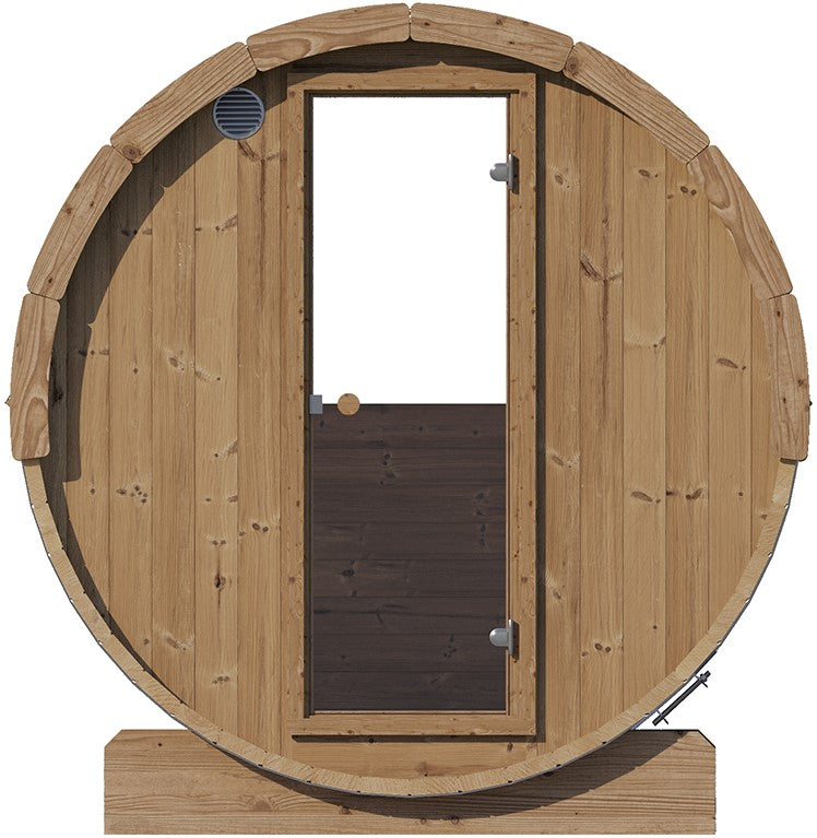 ZiahCare's SaunaLife Model E6 3 Person Outdoor Barrel Sauna Mockup Image 7