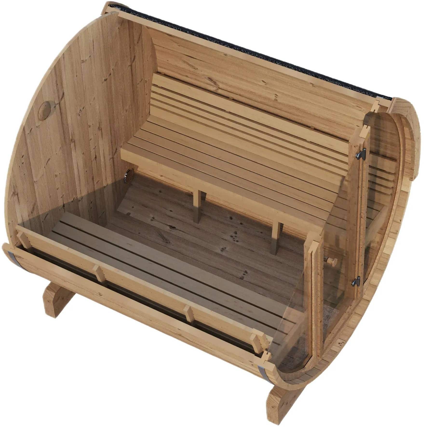 ZiahCare's SaunaLife Model E8 6 Person Outdoor Barrel Sauna Mockup Image 3