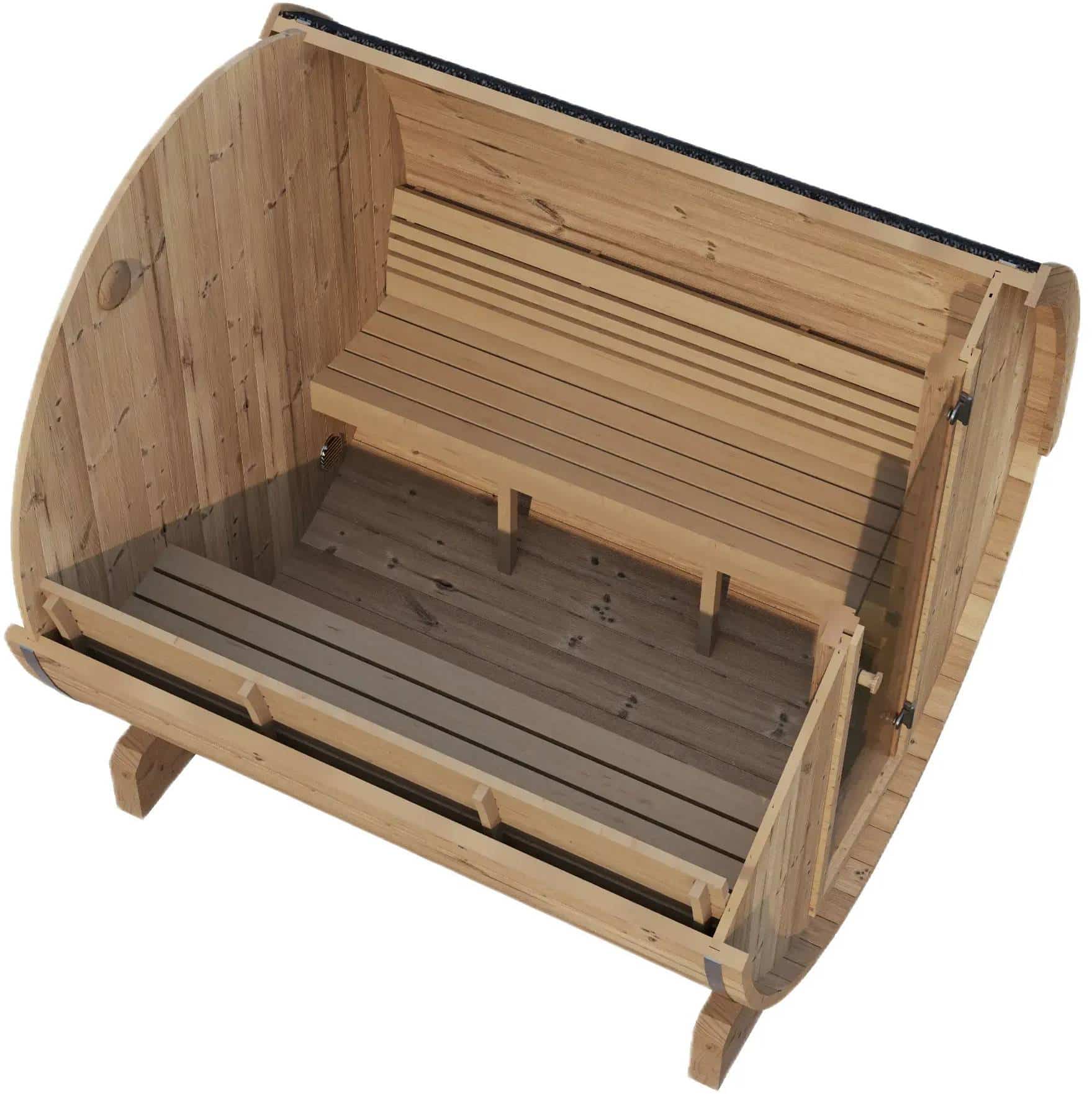 ZiahCare's SaunaLife Model E8 6 Person Outdoor Barrel Sauna Mockup Image 9