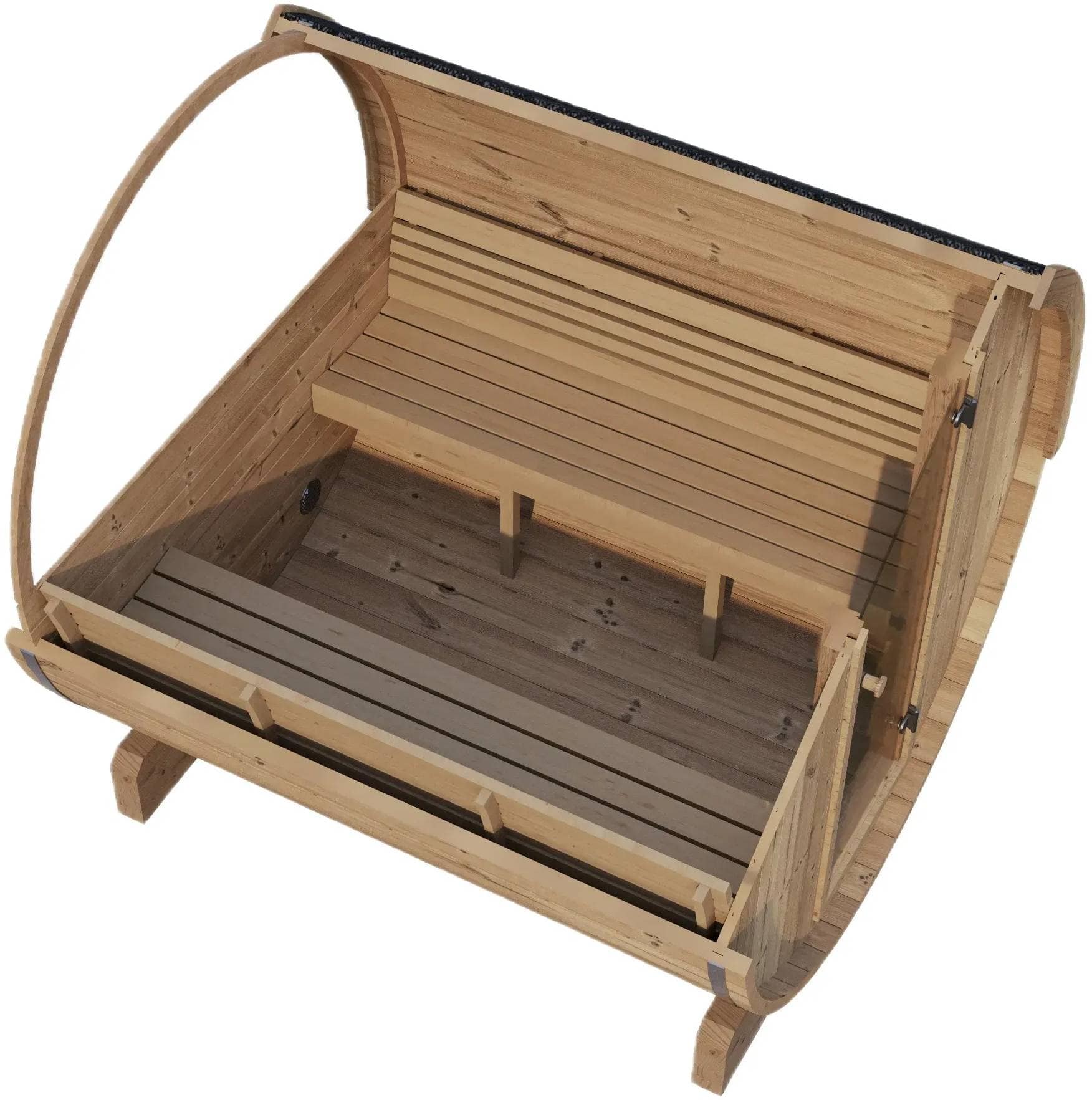 ZiahCare's SaunaLife Model E8 6 Person Outdoor Barrel Sauna Mockup Image 15