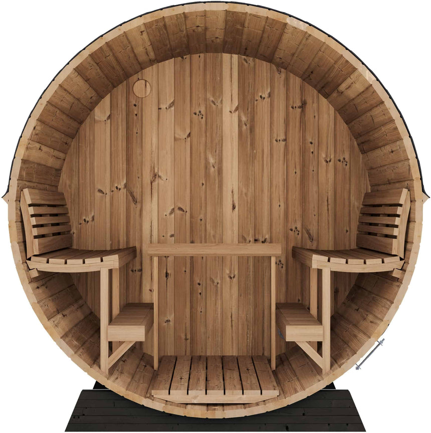 ZiahCare's SaunaLife Model EE8G 4 Person Outdoor Barrel Sauna Mockup Image 4