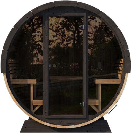 ZiahCare's SaunaLife Model EE8G 4 Person Outdoor Barrel Sauna Mockup Image 1