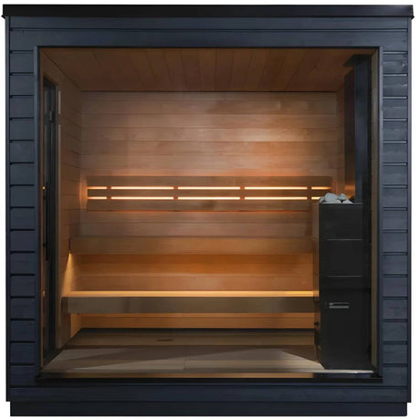 ZiahCare's SaunaLife Model G6 Premium Outdoor Home Sauna Mockup Image 1