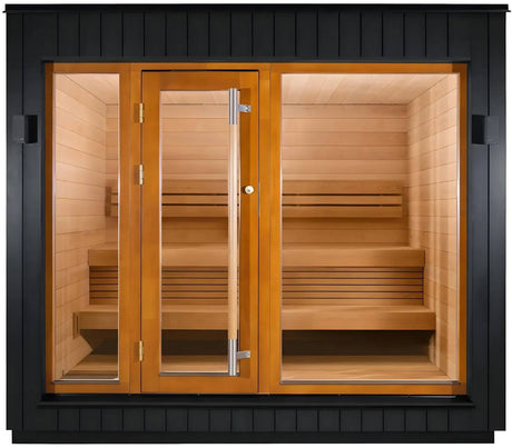 ZiahCare's SaunaLife Model G7S Premium Outdoor Home Sauna Mockup Image 1