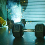 lifestyle photo dumbbells being welded