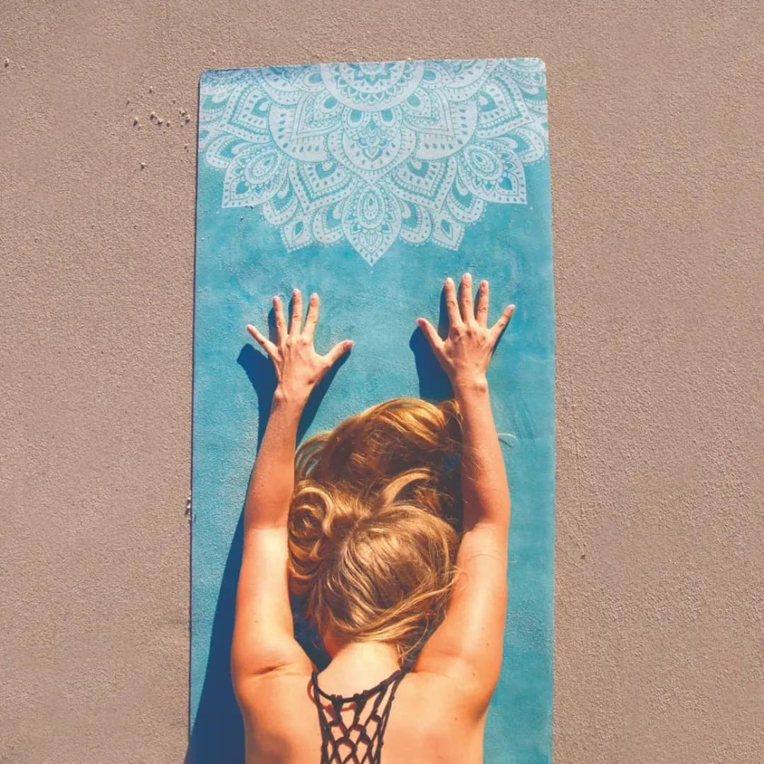 ZiahCare's Yoga Design Lab Mandala Turquoise Combo Yoga Mat Lifestyle Mockup Image 8