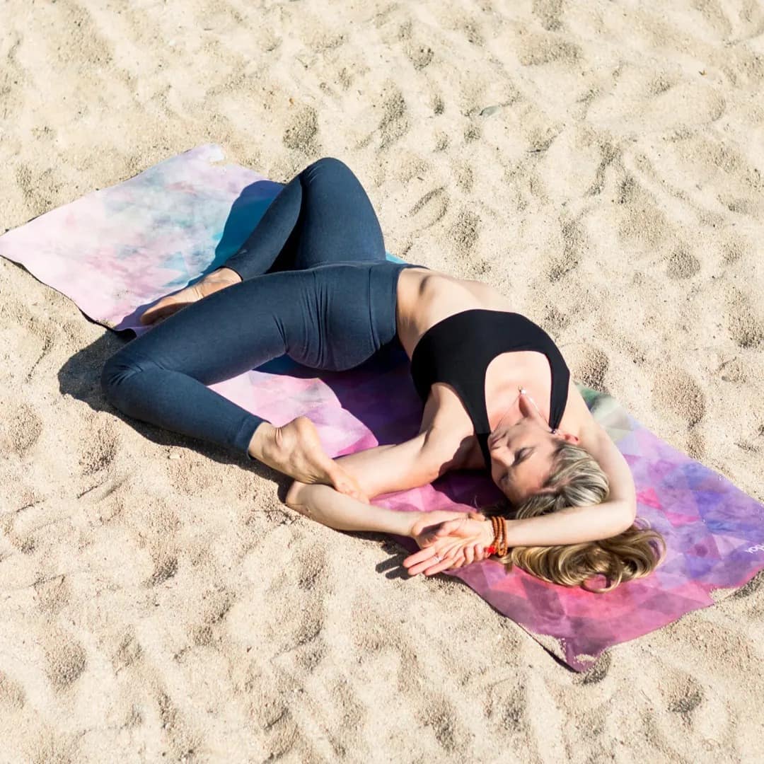 ZiahCare's Yoga Design Lab Tribeca Sand Combo Yoga Mat Lifestyle Mockup Image 17